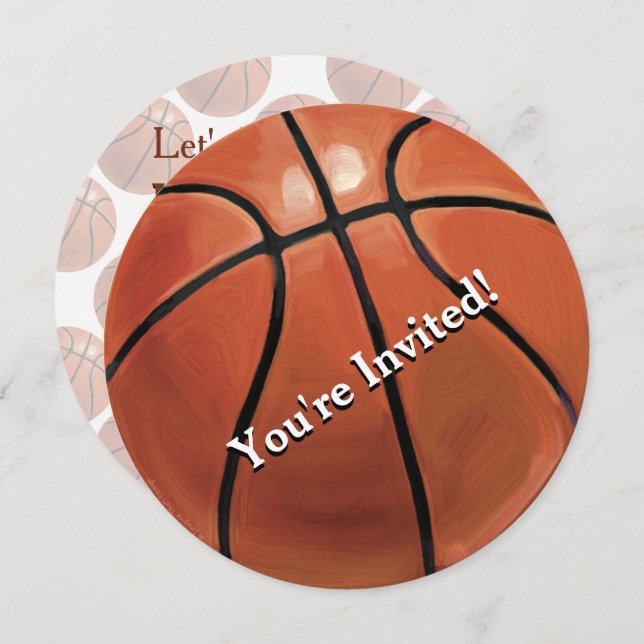 01de12 Convite de festas de basquete (Frente/Verso)