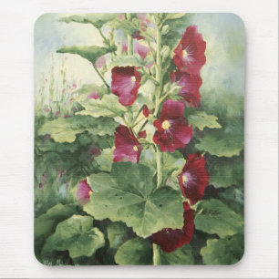 0536 Burgundy Hollyhocks Mousepad