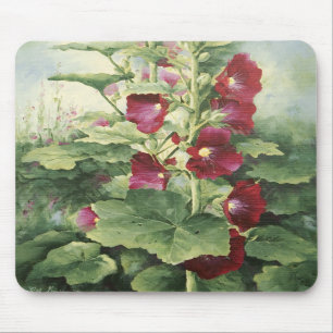 0536 Hollyhocks Mousepad de Borgonha