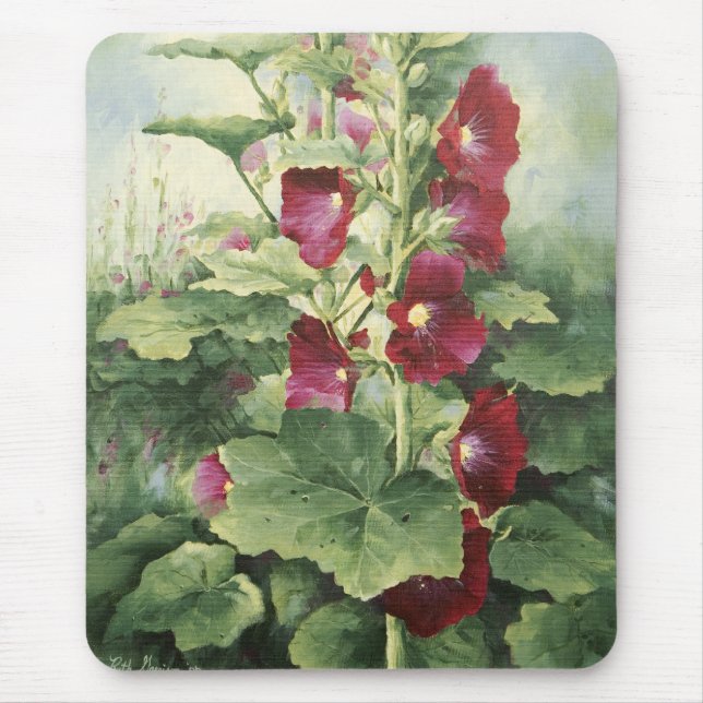 0536 Hollyhocks Mousepad de Borgonha (Frente)