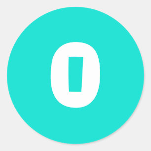 0 Autocolantes com número de turquesas redondas p