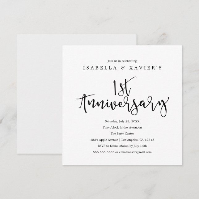 1º Aniversário | Convite de Festa (Frente/Verso)