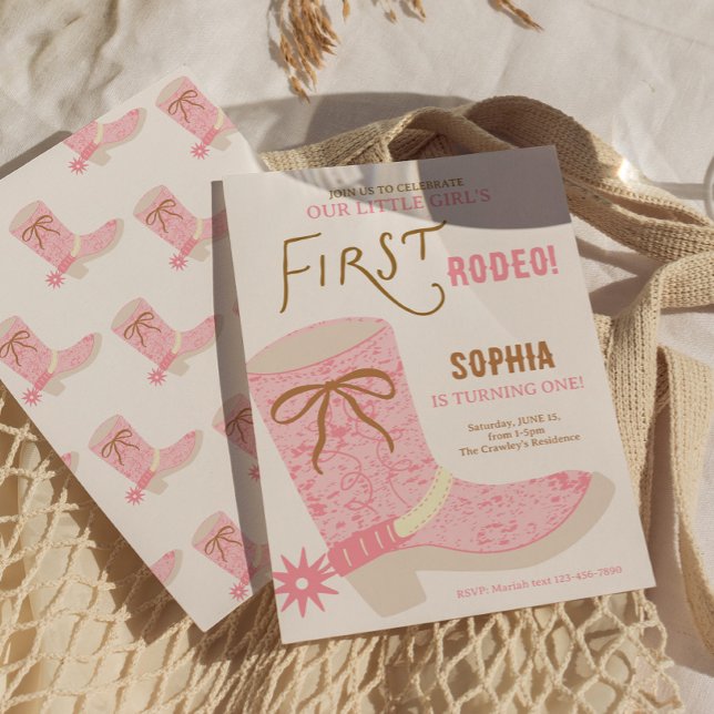 1º Aniversário Cowgirl Primeiro Rodeio Convite (first rodeo girls birthday invite)