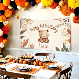 1º Aniversário Ursinho Outono Floresta Bebê Animal
