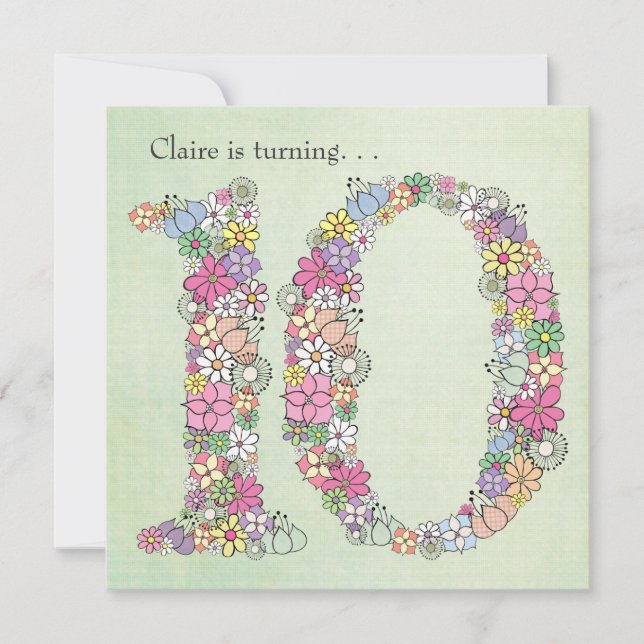 10ª Festa de aniversario de meninas de Convite Per (Frente)