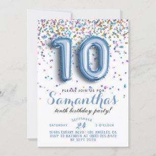10º Aniversário Confetti Convite