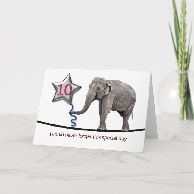 10º Cartão de aniversário com elefante que caminha (Frente)