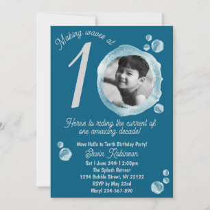 10º Convite de aniversário de bolha de chá escuro