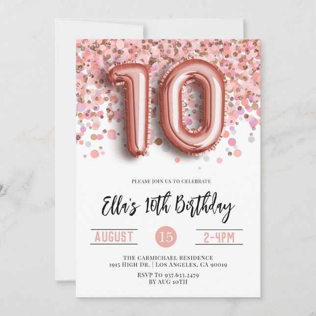 10º Convite de Aniversário Dourado do Rosa (Frente)