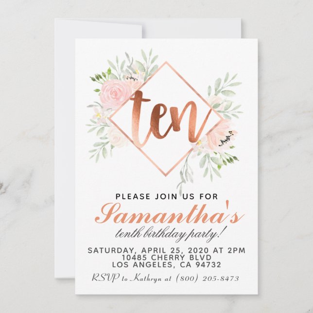 10º Convite de Aniversário Dourado do Rosa (Frente)