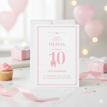 10º Convite para Arco Rosa de Aniversário