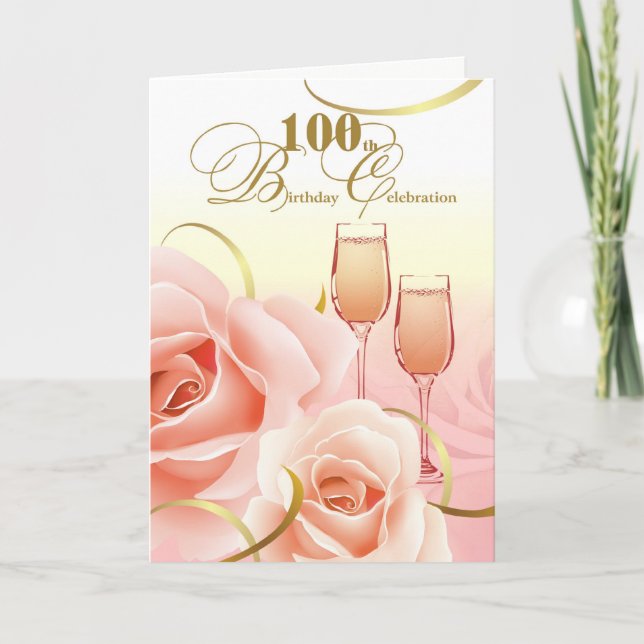 100º Aniversário Celebração de Rosas Rosa Convite (Frente)