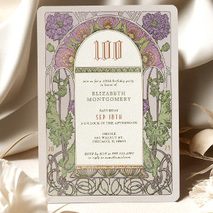 100º Aniversário Convite Art Nouveau de Mucha
