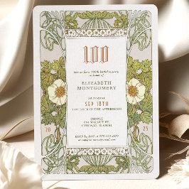 100º Aniversário Convite Art Nouveau de Mucha