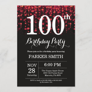100º Aniversário Convite Vermelho