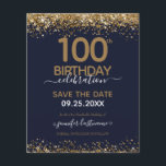 100º Aniversário Salvar o Convite de Orçamento de<br><div class="desc">Elegante brilho de ouro Faux com os realces de confete em shimmering na borda superior e inferior. Todo o texto é ajustável e fácil de mudar para as necessidades do seu próprio partido. Excelente de modelo de 100 anos elegante.</div>