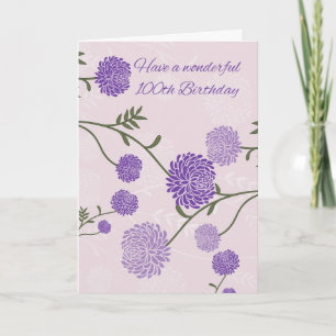 100º Cartão de Saudação de Aniversário com Flores