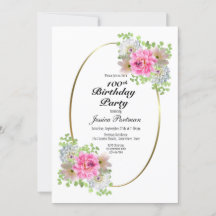 100º Convite de festas rosa-Dourado de aniversário