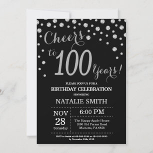 100º Convite Diamante de Aniversário para Black 