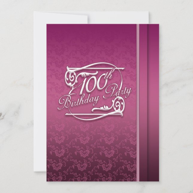 100º Convite Moderno de Festa de aniversário (Frente)