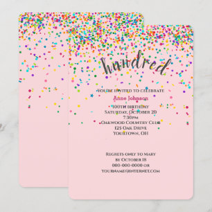 100º Convite para confete de Festa de aniversári