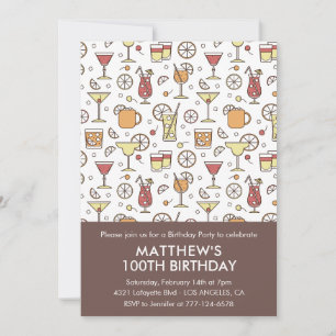 100.º aniversário convite Cocktail Pattern