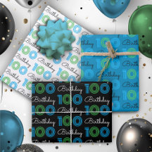 100. º Aniversário Folhas de Papel Azul Verde