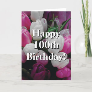 100.º Cartão de aniversário com buquê de tulipas c