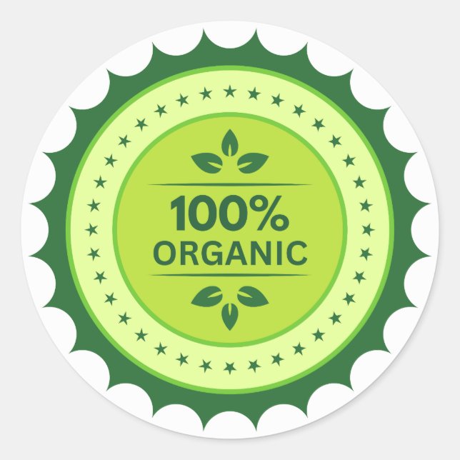 100 % Conjunto orgânico de autocolantes (Frente)