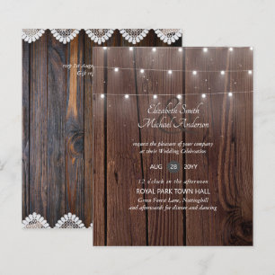 100 Convites de casamento de madeira RUSTIC no or