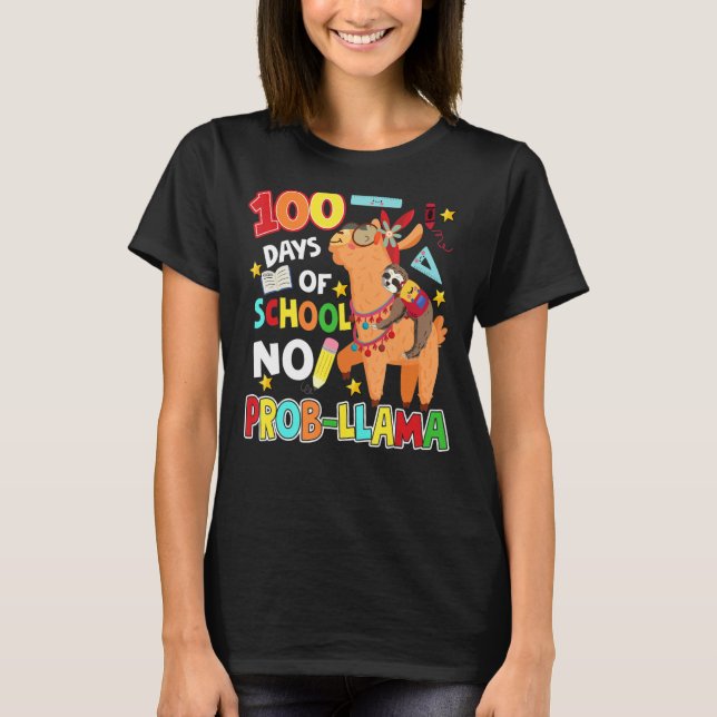 100 dias de camisa escolar sem problema Llama 100º (Frente)