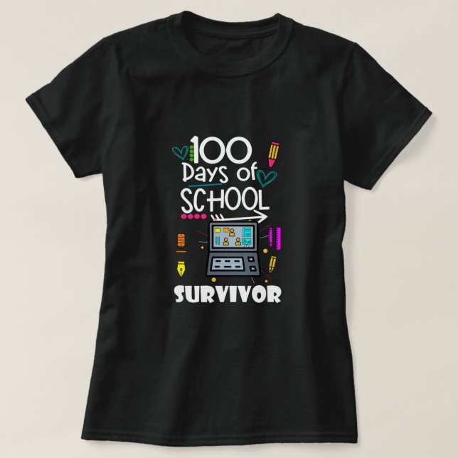 100 dias de T-Shirt do professor virtual da escola (Frente do Design)