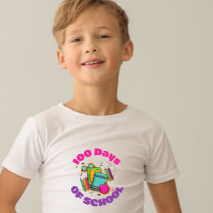 100 dias de T-Shirts escolares de crianças em idad
