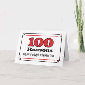 100 Motivos do cartão de amizade