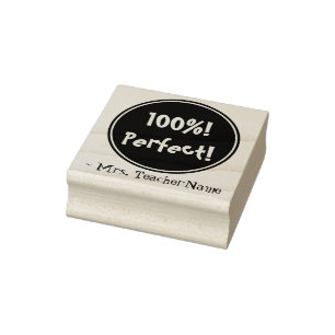 "100%! Perfeito!" Carimbo de borracha de alimenta