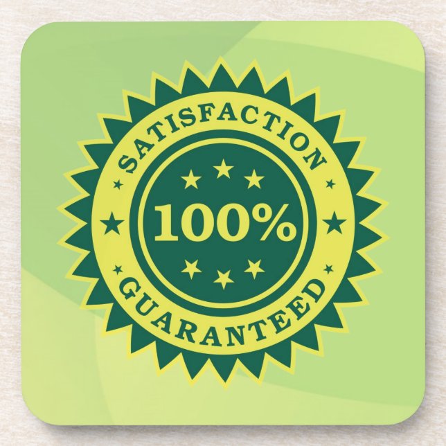 100% Satisfação Garantida Porta copos de Cortiça A (Frente)