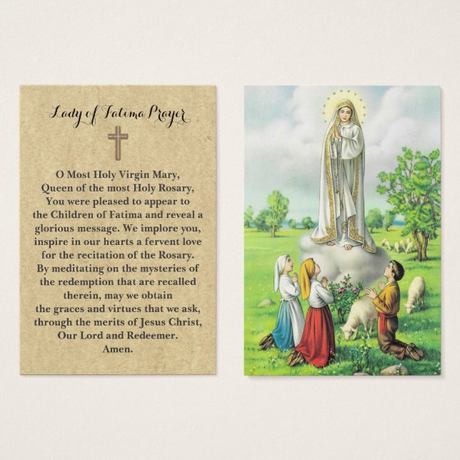 100 x Lady of Fatima Prayer Cards (Frente & Verso)