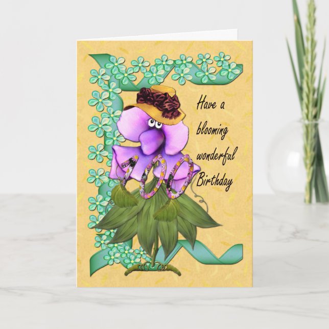 100th Cartão de aniversário com bloomers bonitos (Frente)