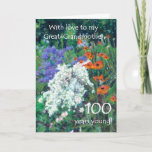 100th Cartão de aniversário para a Excelente-avó -<br><div class="desc">Um 100th cartão de aniversário floral para uma excelente-avó, com papoilas em uma cama de flor colorida, de uma pintura pastel do óleo por Judy Adamson. Contacte-me por favor através de minha loja se você gostaria do texto da capa mudado e o sentiria livre para editar ou suprimir do cumprimento...</div>