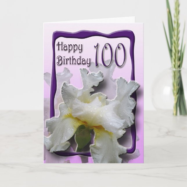 100th cartão floral dos parabéns do aniversário (Frente)
