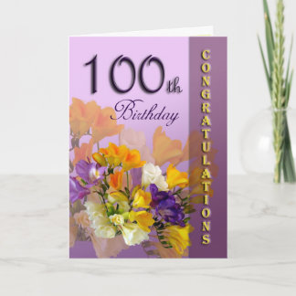 100th cartão floral dos parabéns do aniversário
