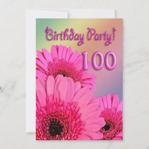 100th Convite de aniversário com flores