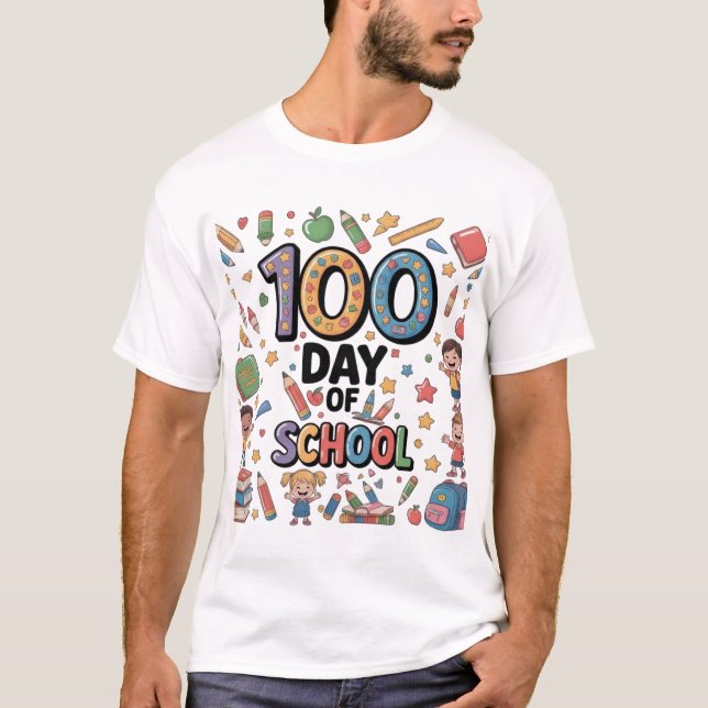 100th Day of School Fun T-Shirt | Colorful Kids &  (Frente)