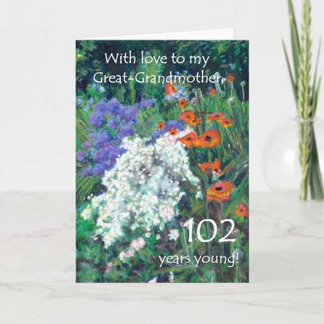 102º Cartão de Aniversário para a Avó - Jardim de  (Frente)