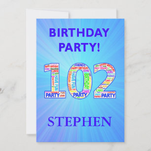 102º Convite de aniversário Adicionar um Nome
