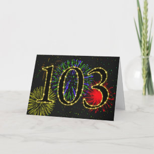 103º Cartão de aniversário com fogos de artifício