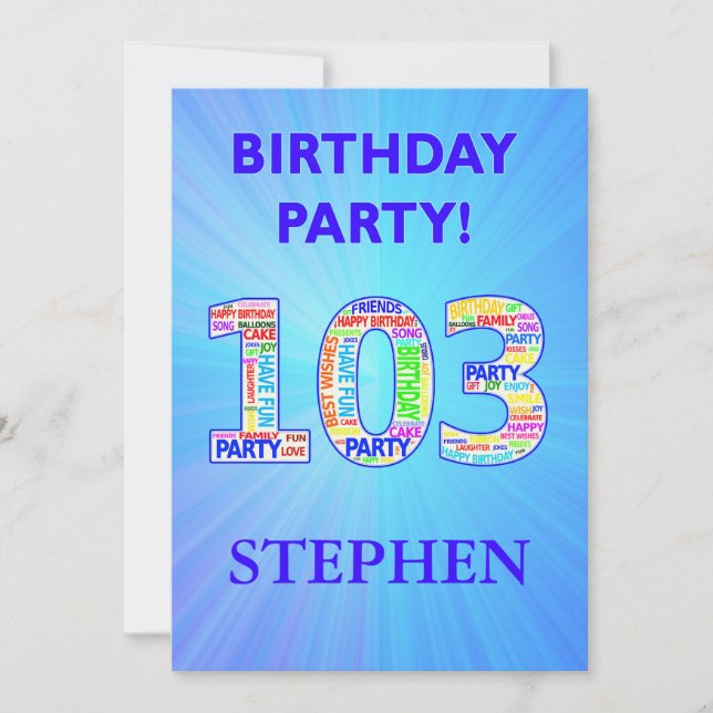 103º Convite de aniversário Adicionar um Nome (Frente)