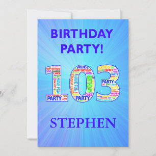 103º Convite de aniversário Adicionar um Nome