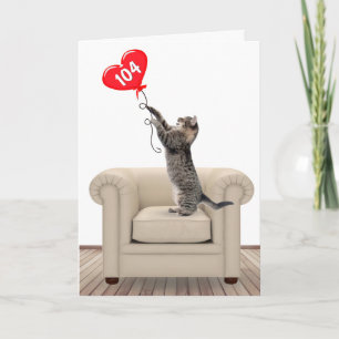 104.º Aniversário do Gato com Cartão Balão de 
