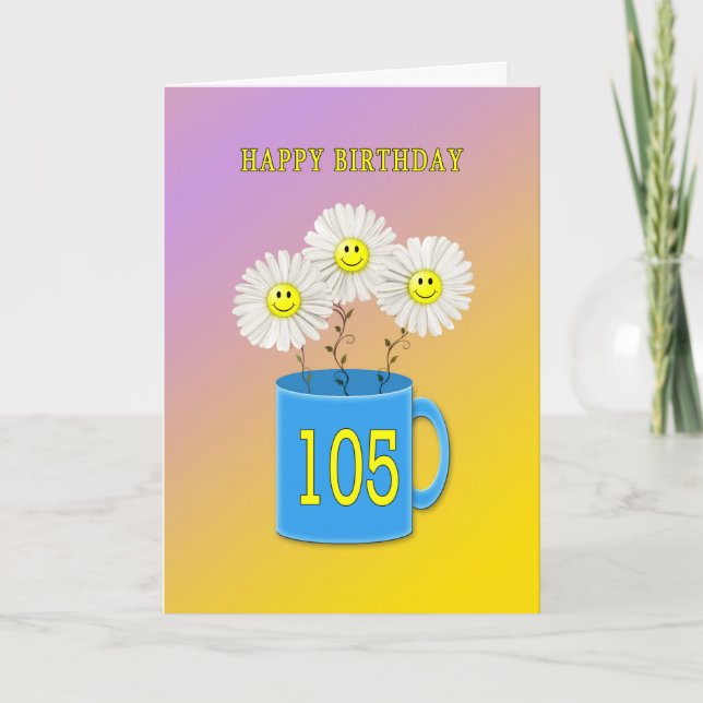 105º Cartão de aniversário com flores sorridentes  (Frente)